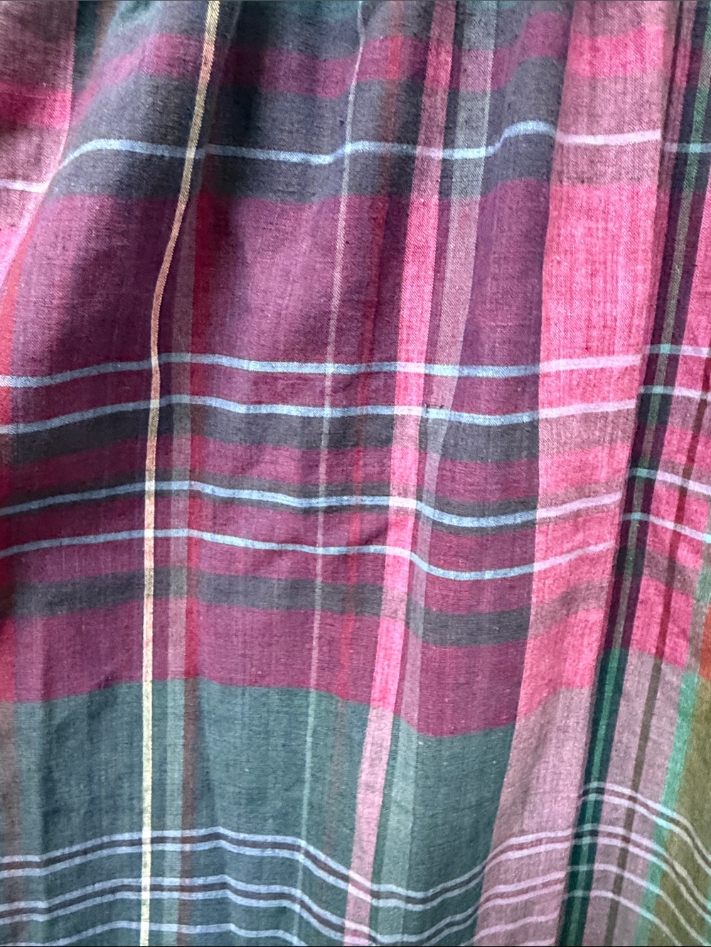 Ralph Lauren Vintage 90s 100% Cotton plaid Midi Wrap Skirt Pink, Green and Blue - Picture 6 of 7